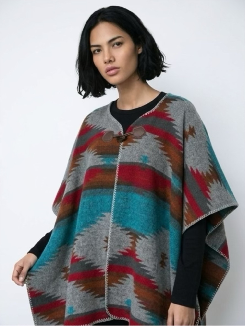 ROCKIN C AZTEC WESTERN TRIBAL PONCHO , ONE SIZE